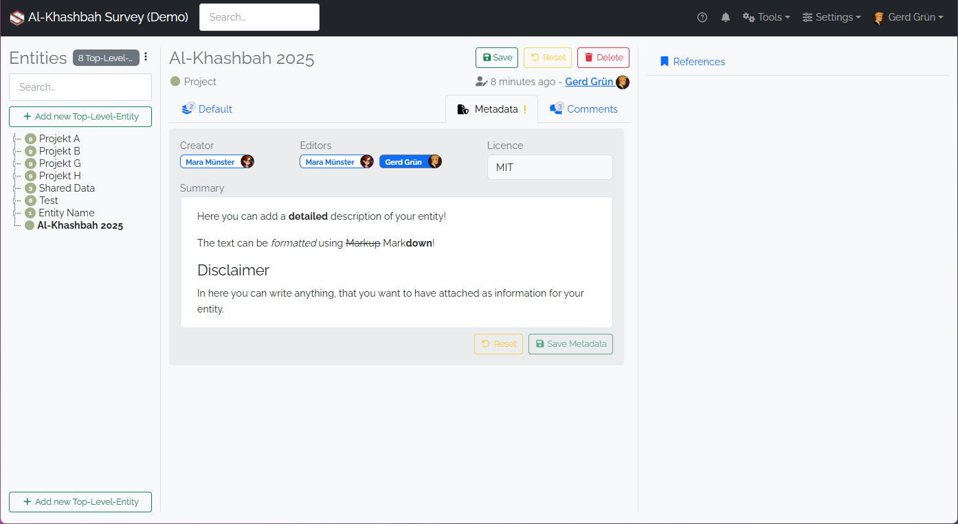 Image of the metadata tab